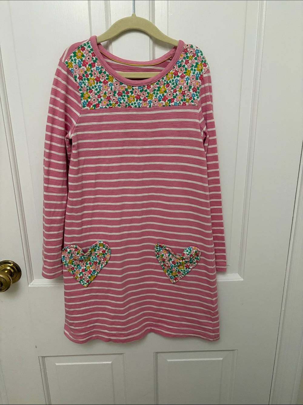 7-8 years Mini Boden Floral and Striped Dress: back to school